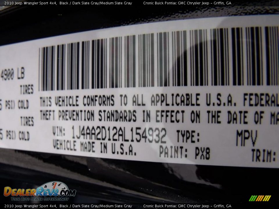 2010 Jeep Wrangler Sport 4x4 Black / Dark Slate Gray/Medium Slate Gray Photo #22