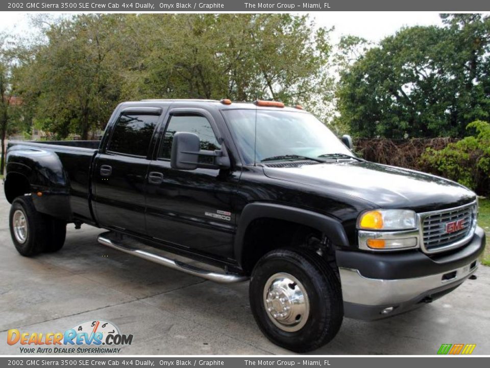 2002 GMC Sierra 3500 SLE Crew Cab 4x4 Dually Onyx Black / Graphite Photo #16