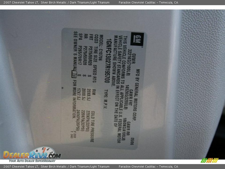 2007 Chevrolet Tahoe LT Silver Birch Metallic / Dark Titanium/Light Titanium Photo #31