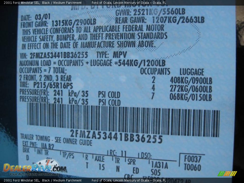 2001 Ford Windstar SEL Black / Medium Parchment Photo #30