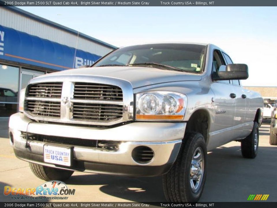 2006 Dodge Ram 2500 SLT Quad Cab 4x4 Bright Silver Metallic / Medium Slate Gray Photo #2