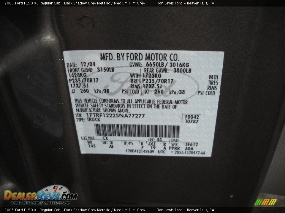 2005 Ford F150 XL Regular Cab Dark Shadow Grey Metallic / Medium Flint Grey Photo #9