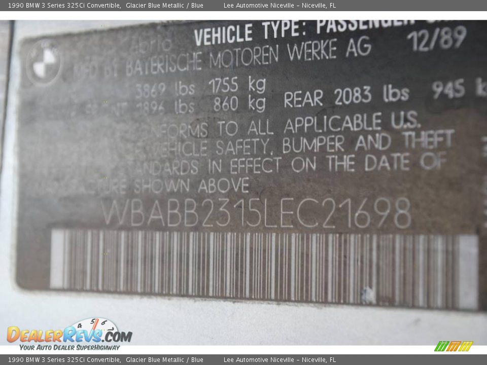 1990 BMW 3 Series 325Ci Convertible Glacier Blue Metallic / Blue Photo #29