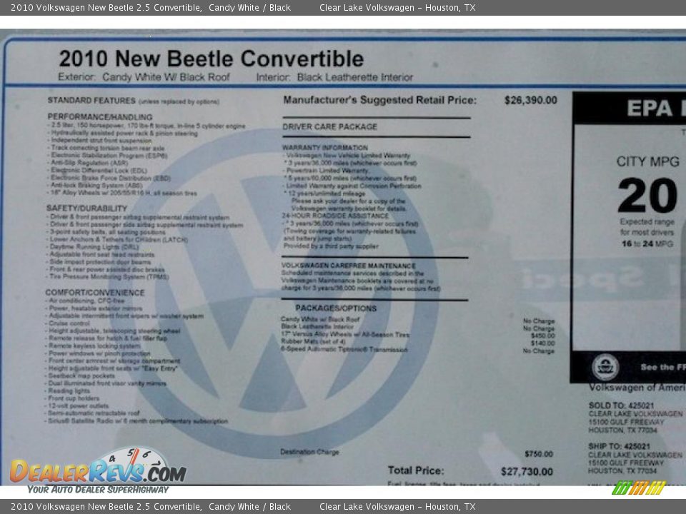 2010 Volkswagen New Beetle 2.5 Convertible Candy White / Black Photo #23