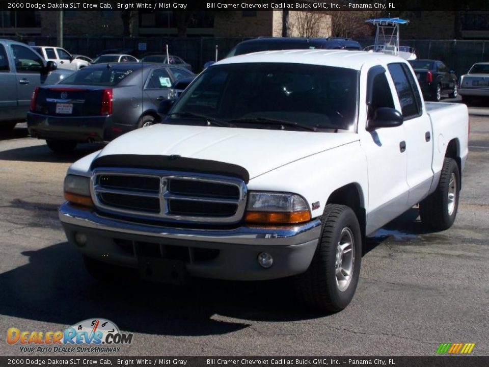 2000 Dodge Dakota SLT Crew Cab Bright White / Mist Gray Photo #2
