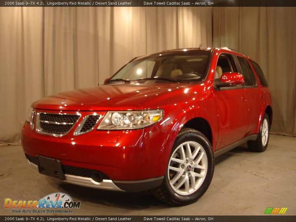 2006 Saab 9-7X 4.2i Lingonberry Red Metallic / Desert Sand Leather Photo #1