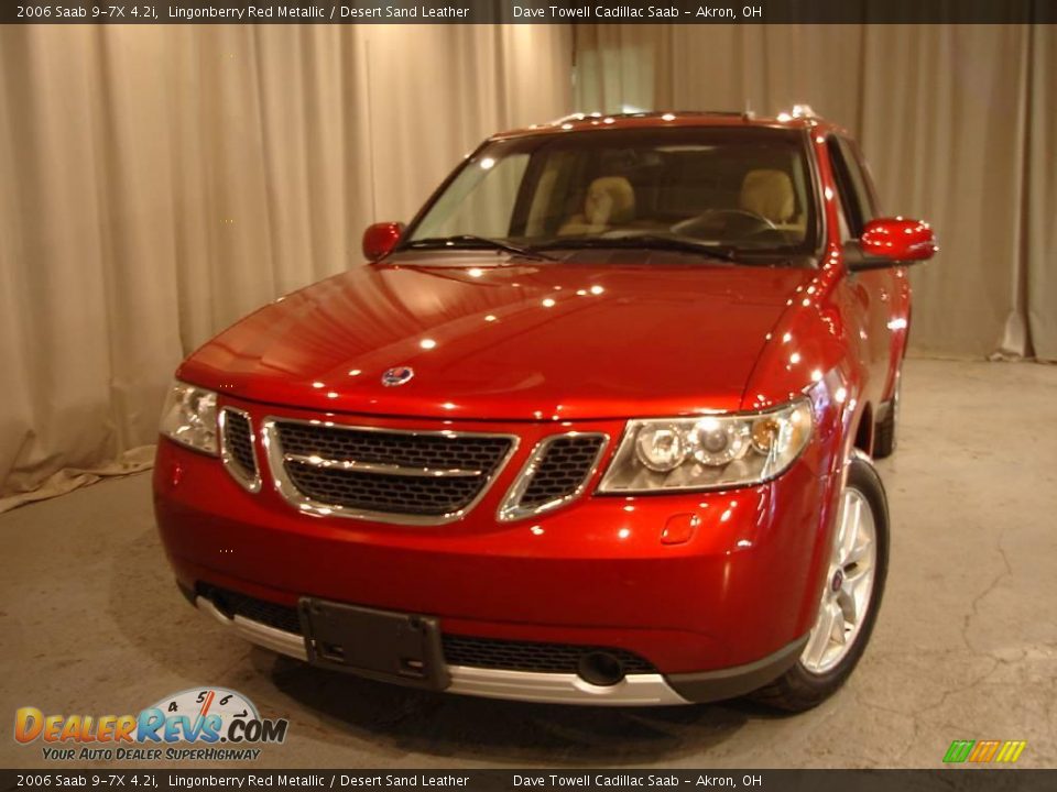2006 Saab 9-7X 4.2i Lingonberry Red Metallic / Desert Sand Leather Photo #5