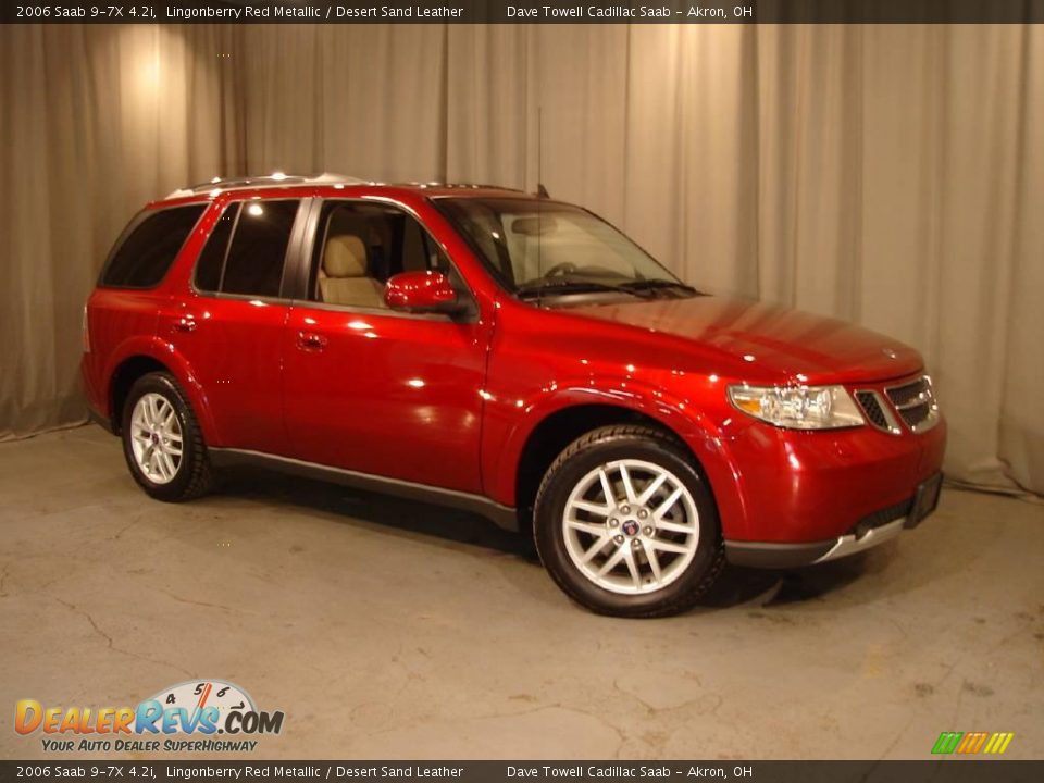 2006 Saab 9-7X 4.2i Lingonberry Red Metallic / Desert Sand Leather Photo #6