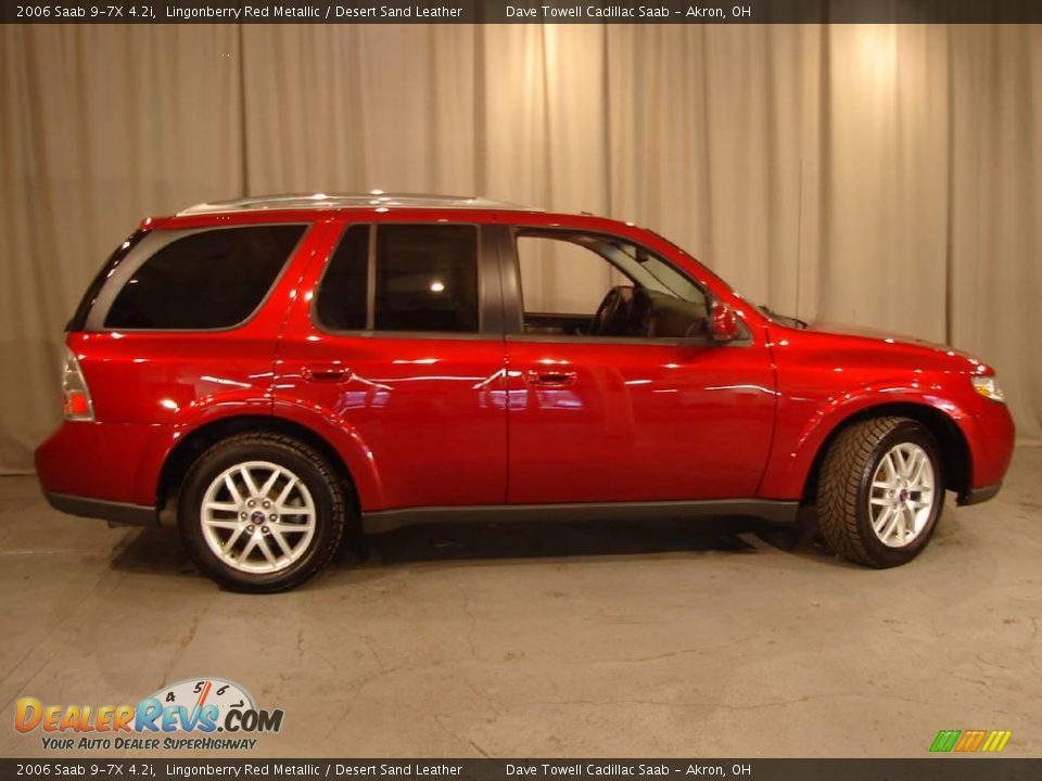 2006 Saab 9-7X 4.2i Lingonberry Red Metallic / Desert Sand Leather Photo #7