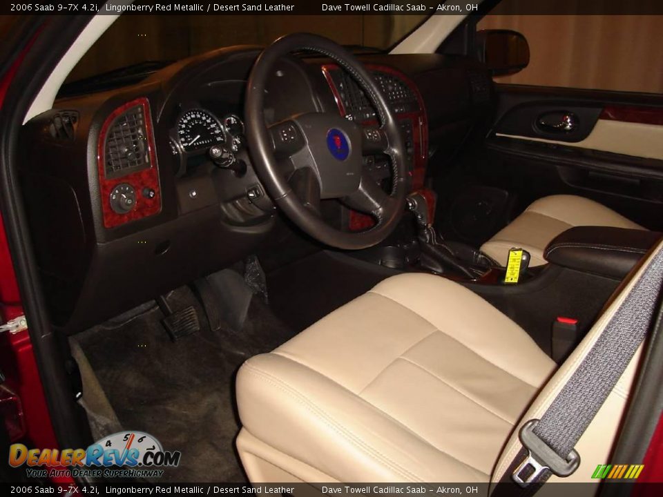 2006 Saab 9-7X 4.2i Lingonberry Red Metallic / Desert Sand Leather Photo #23