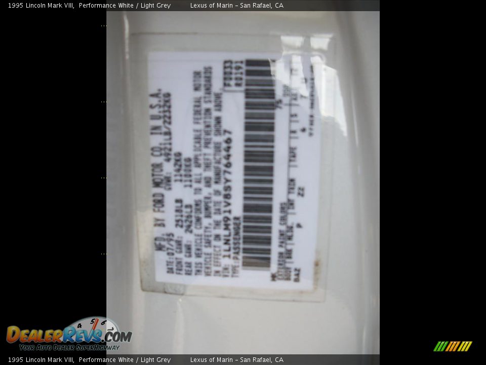 1995 Lincoln Mark VIII Performance White / Light Grey Photo #9