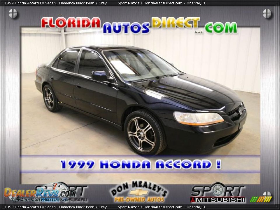 1999 Honda Accord EX Sedan Flamenco Black Pearl / Gray Photo #1