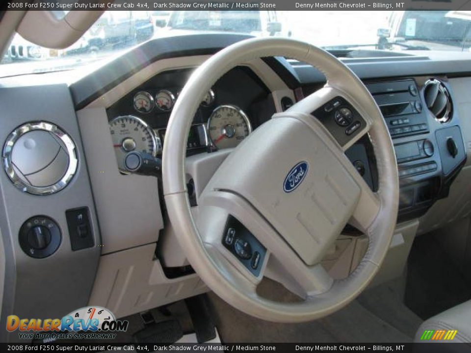 2008 Ford F250 Super Duty Lariat Crew Cab 4x4 Dark Shadow Grey Metallic / Medium Stone Photo #14