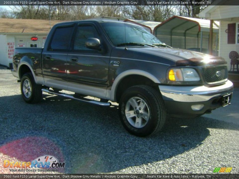 2003 Ford F150 Lariat SuperCrew 4x4 Dark Shadow Grey Metallic / Medium Graphite Grey Photo #3