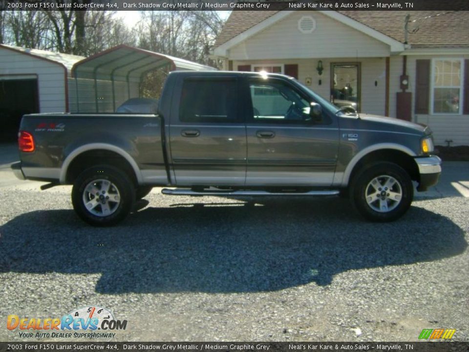 2003 Ford F150 Lariat SuperCrew 4x4 Dark Shadow Grey Metallic / Medium Graphite Grey Photo #4