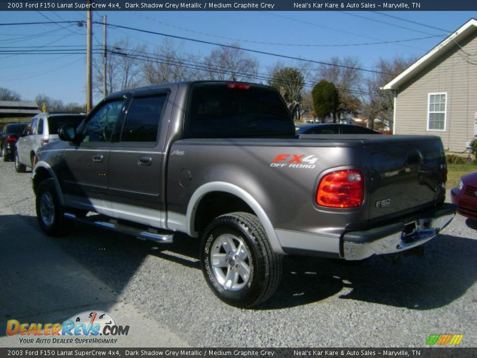 2003 Ford F150 Lariat SuperCrew 4x4 Dark Shadow Grey Metallic / Medium Graphite Grey Photo #7