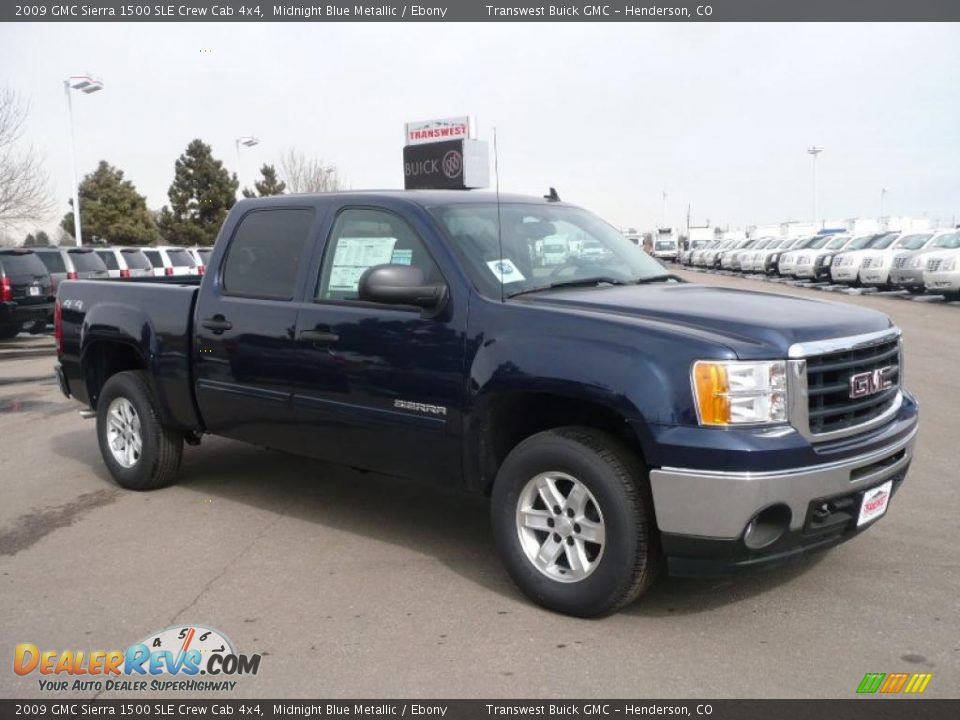 2009 GMC Sierra 1500 SLE Crew Cab 4x4 Midnight Blue Metallic / Ebony Photo #1