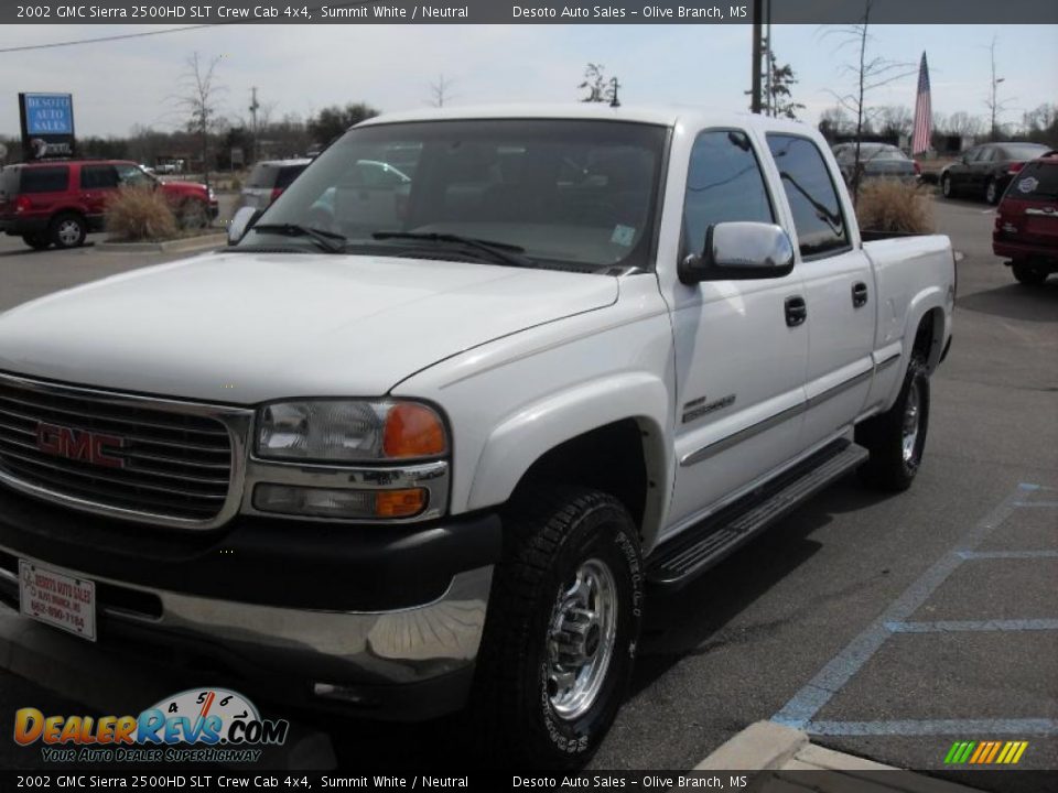 2002 GMC Sierra 2500HD SLT Crew Cab 4x4 Summit White / Neutral Photo #1