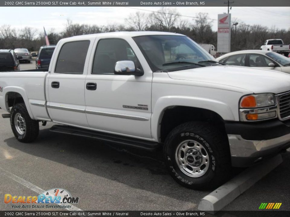 2002 GMC Sierra 2500HD SLT Crew Cab 4x4 Summit White / Neutral Photo #2