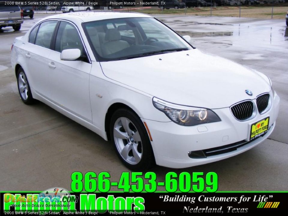 2008 BMW 5 Series 528i Sedan Alpine White / Beige Photo #1