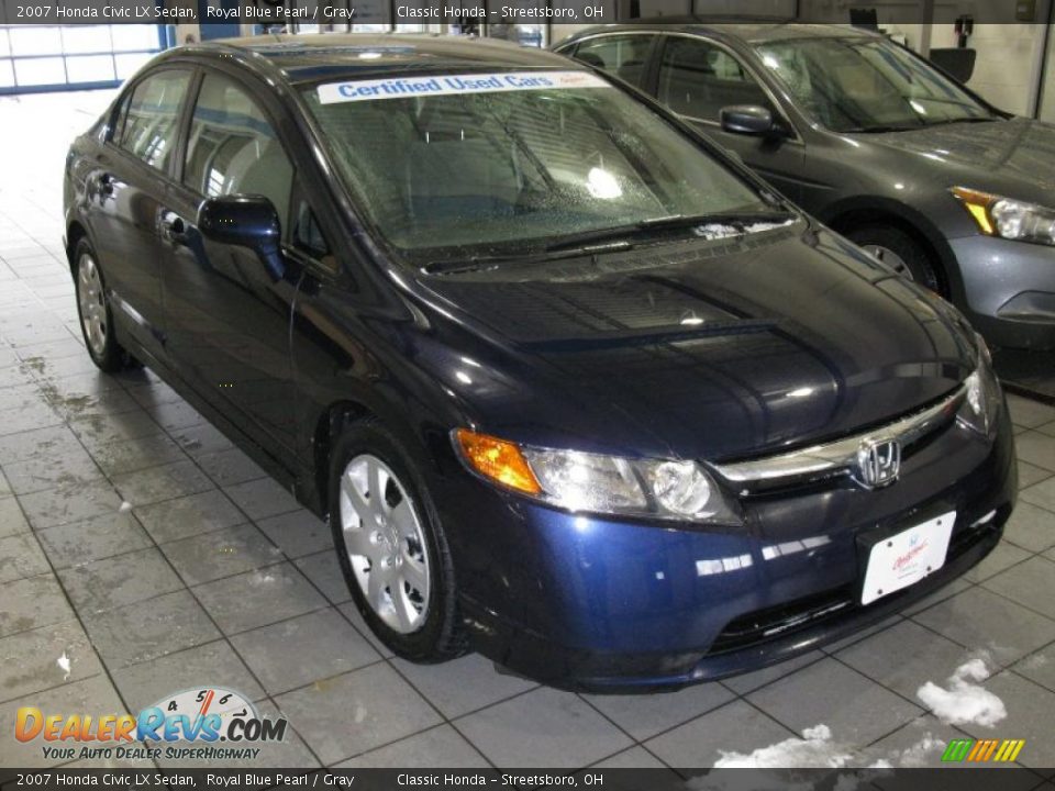 2007 Honda Civic LX Sedan Royal Blue Pearl / Gray Photo #1
