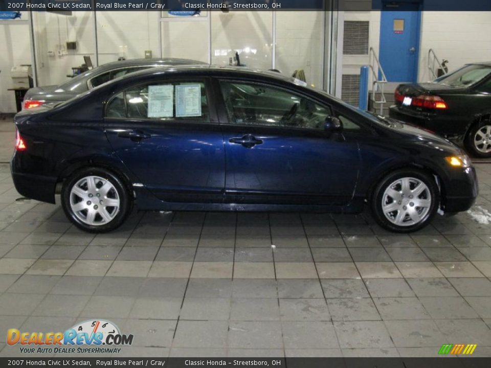 2007 Honda Civic LX Sedan Royal Blue Pearl / Gray Photo #3