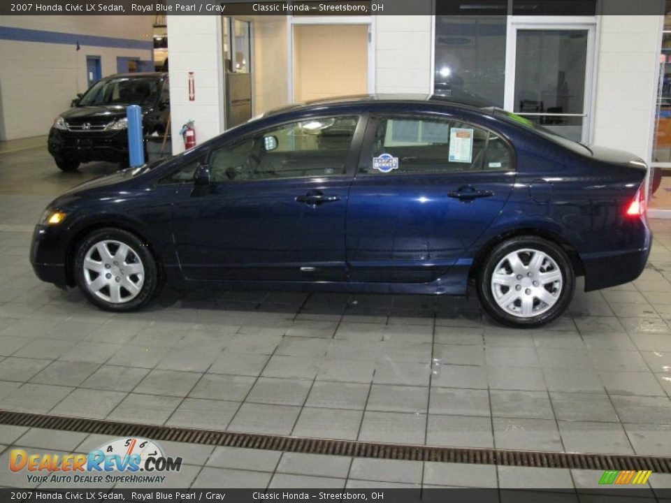 2007 Honda Civic LX Sedan Royal Blue Pearl / Gray Photo #4
