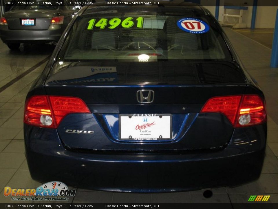 2007 Honda Civic LX Sedan Royal Blue Pearl / Gray Photo #6