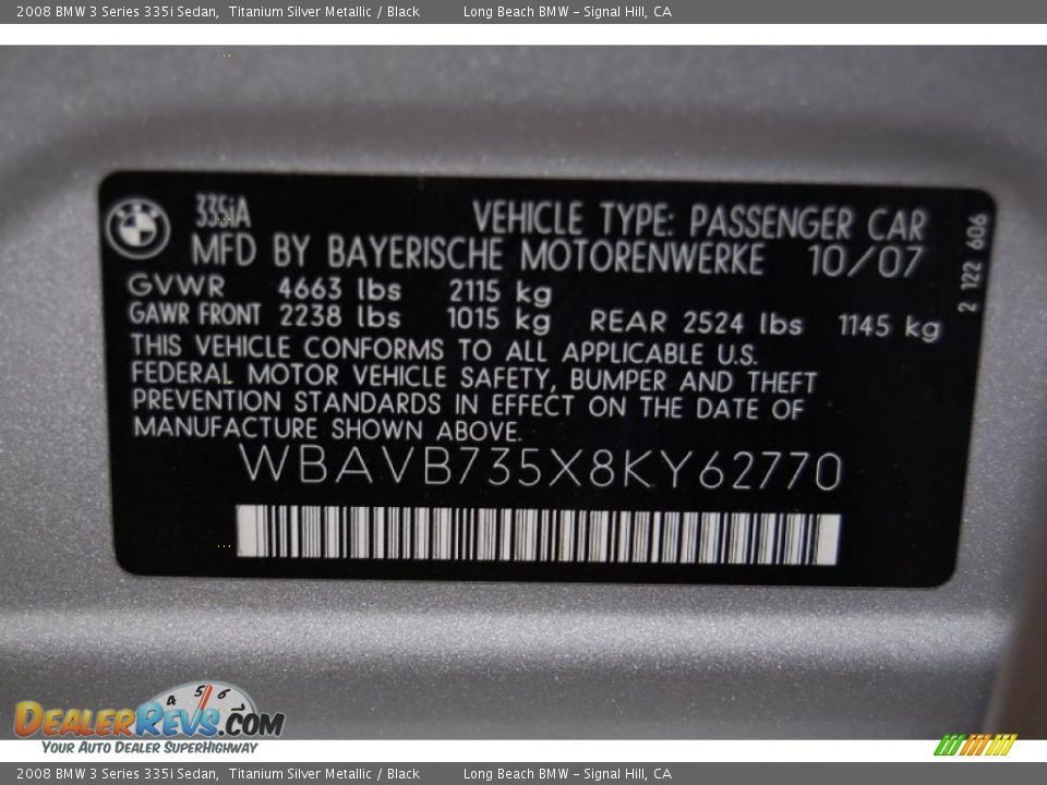 2008 BMW 3 Series 335i Sedan Titanium Silver Metallic / Black Photo #14