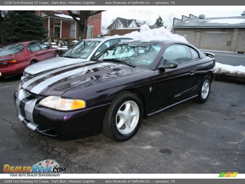 1998 Ford Mustang V6 Coupe Dark Blue / Medium Graphite Photo #1