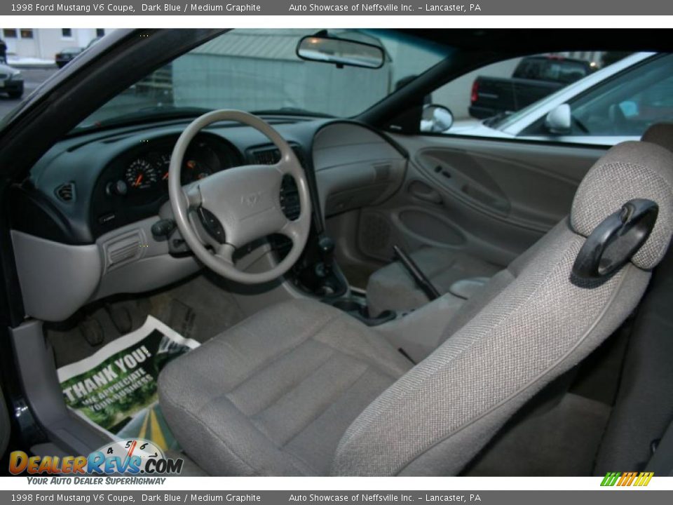 1998 Ford Mustang V6 Coupe Dark Blue / Medium Graphite Photo #6