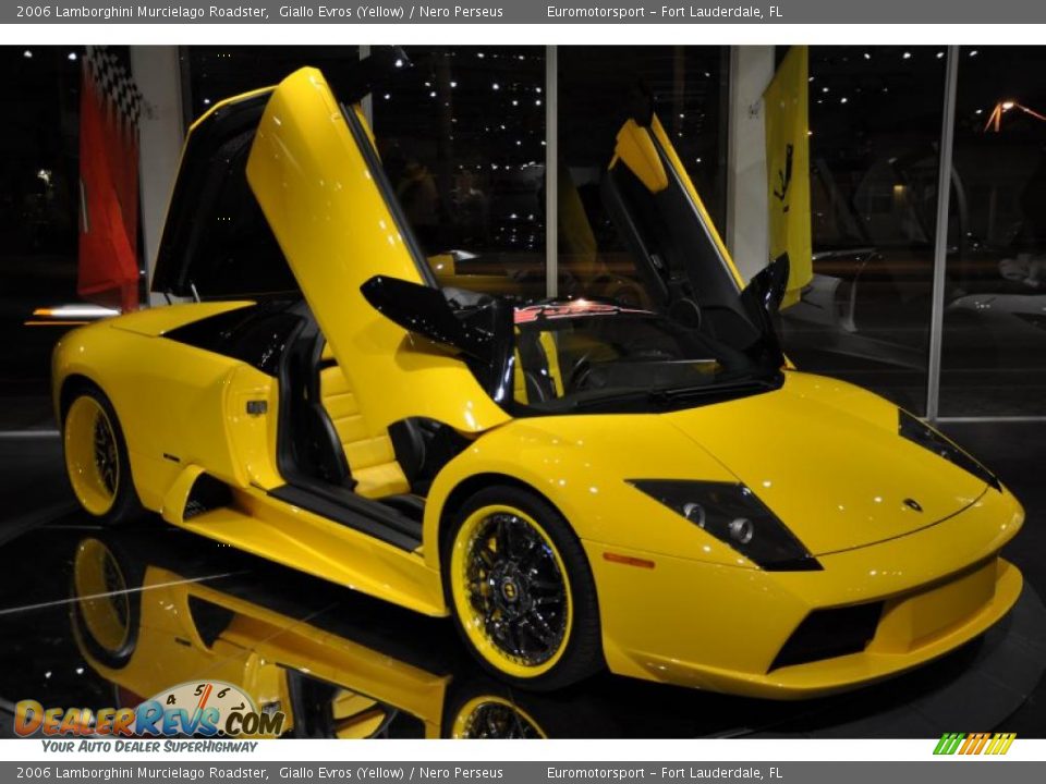 2006 Lamborghini Murcielago Roadster Giallo Evros (Yellow) / Nero Perseus Photo #9