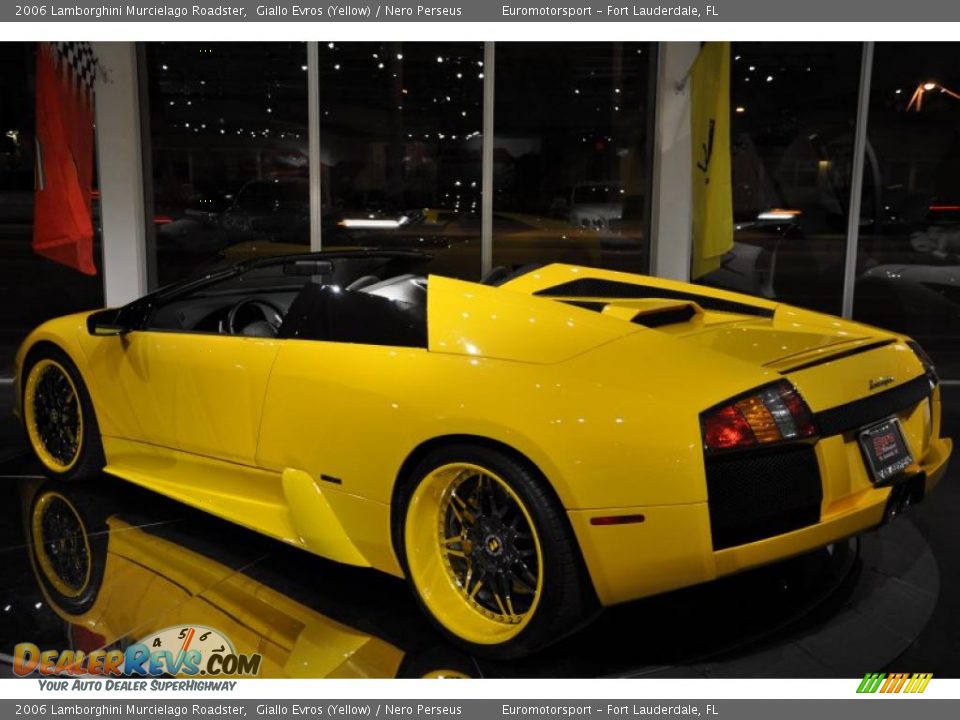 2006 Lamborghini Murcielago Roadster Giallo Evros (Yellow) / Nero Perseus Photo #11