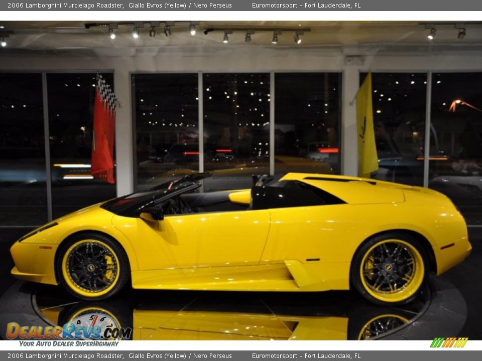 2006 Lamborghini Murcielago Roadster Giallo Evros (Yellow) / Nero Perseus Photo #12