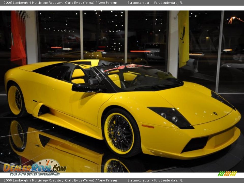 2006 Lamborghini Murcielago Roadster Giallo Evros (Yellow) / Nero Perseus Photo #14