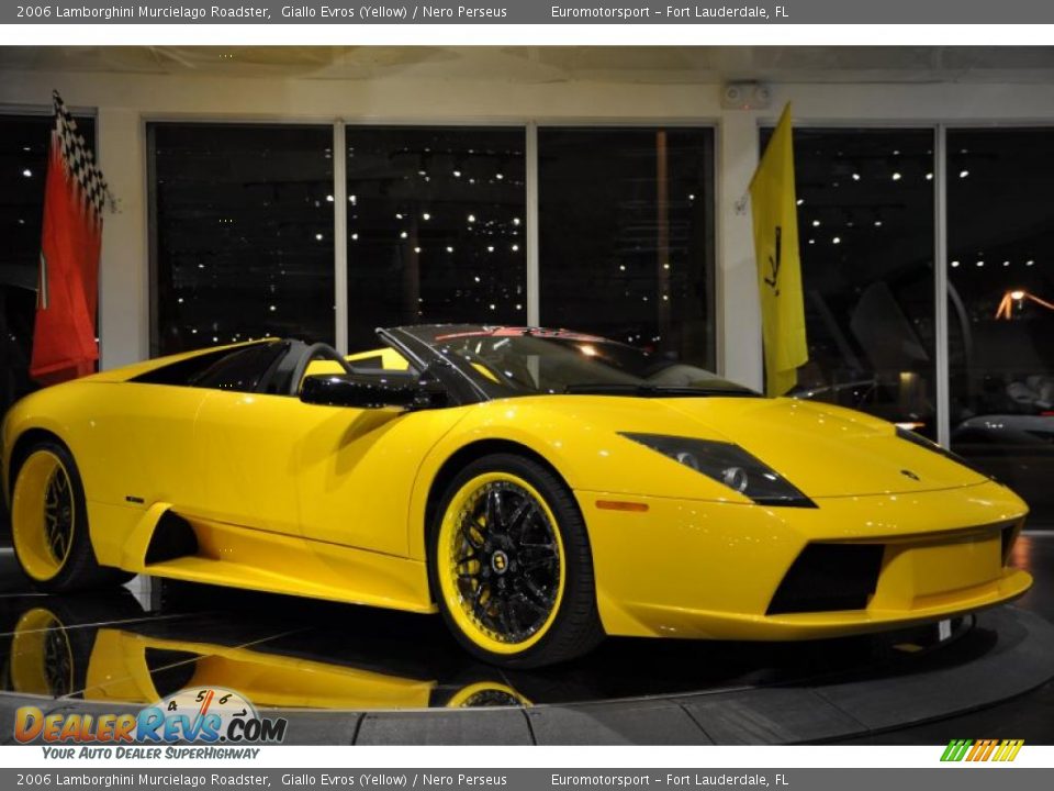 2006 Lamborghini Murcielago Roadster Giallo Evros (Yellow) / Nero Perseus Photo #17