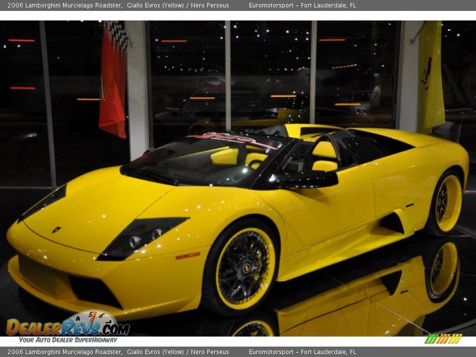 2006 Lamborghini Murcielago Roadster Giallo Evros (Yellow) / Nero Perseus Photo #28