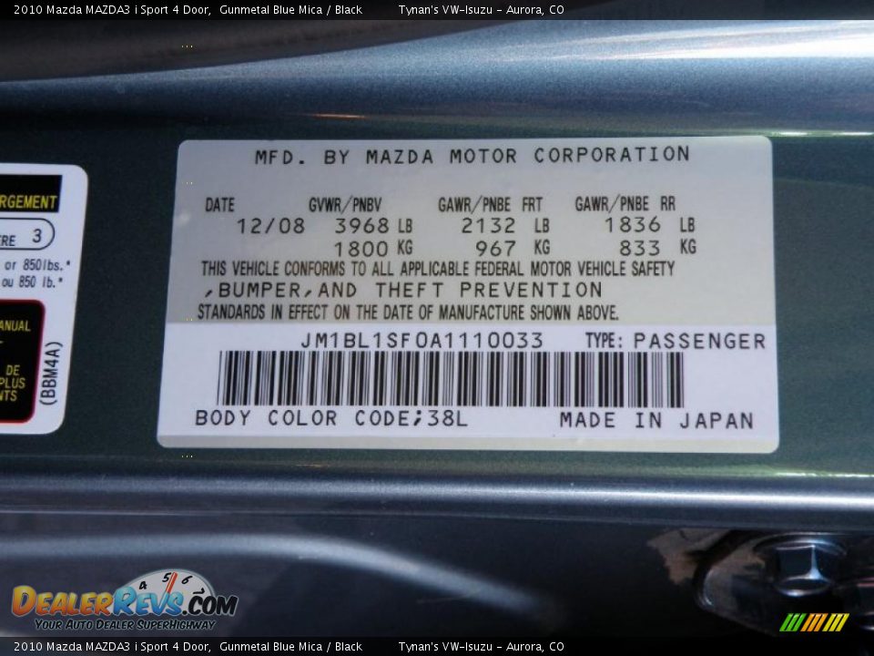2010 Mazda MAZDA3 i Sport 4 Door Gunmetal Blue Mica / Black Photo #20