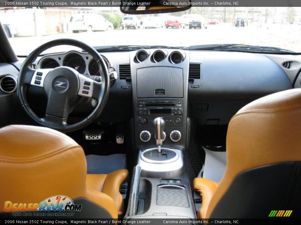 2006 Nissan 350Z Touring Coupe Magnetic Black Pearl / Burnt Orange Leather Photo #16