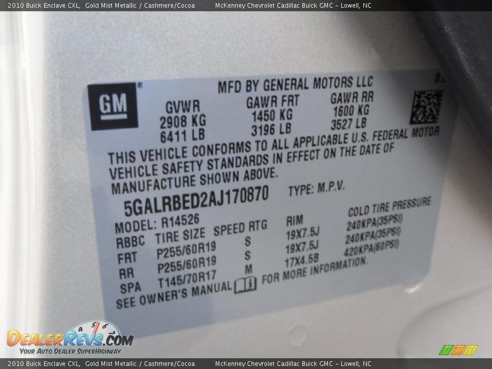 2010 Buick Enclave CXL Gold Mist Metallic / Cashmere/Cocoa Photo #7
