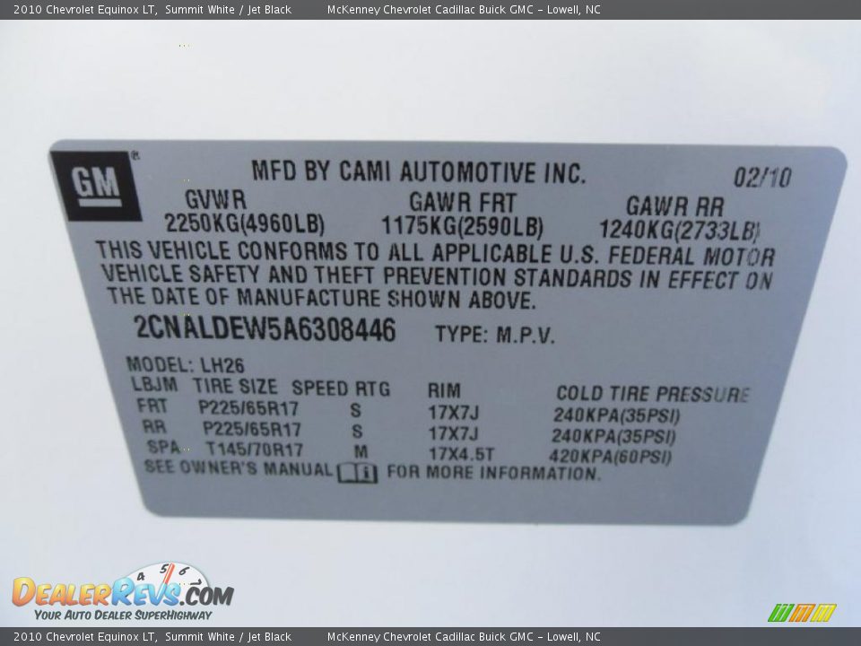 2010 Chevrolet Equinox LT Summit White / Jet Black Photo #7