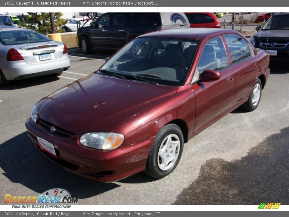 2001 Kia Sephia Classic Red / Beige Photo #1