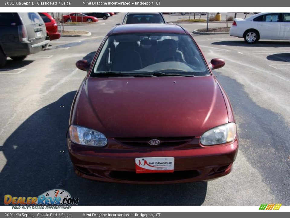 2001 Kia Sephia Classic Red / Beige Photo #2