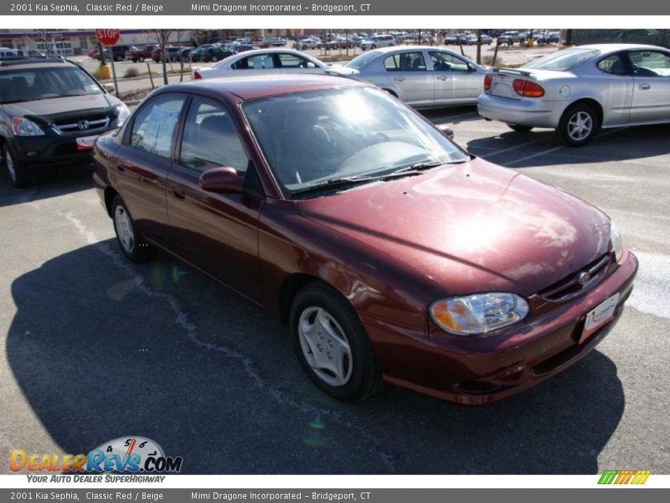 2001 Kia Sephia Classic Red / Beige Photo #3