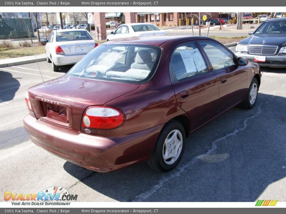 2001 Kia Sephia Classic Red / Beige Photo #4