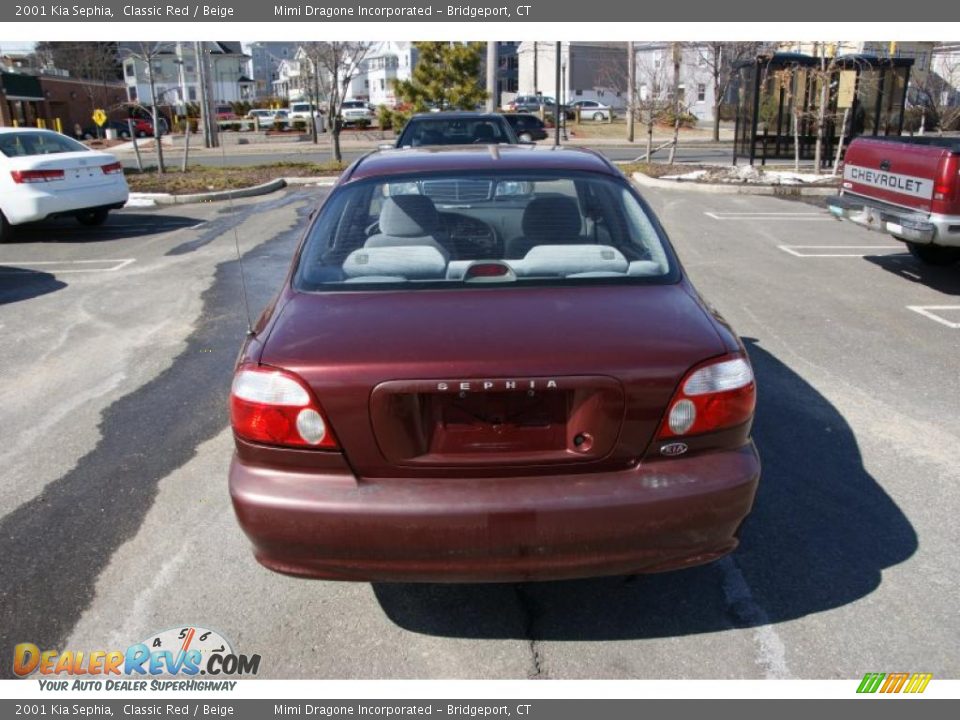 2001 Kia Sephia Classic Red / Beige Photo #5
