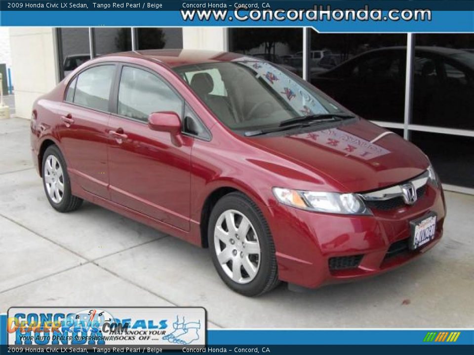 2009 Honda Civic LX Sedan Tango Red Pearl / Beige Photo #1