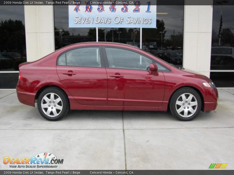 2009 Honda Civic LX Sedan Tango Red Pearl / Beige Photo #2