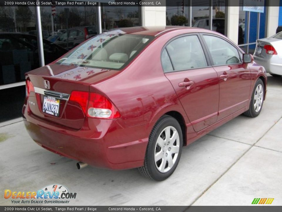 2009 Honda Civic LX Sedan Tango Red Pearl / Beige Photo #3