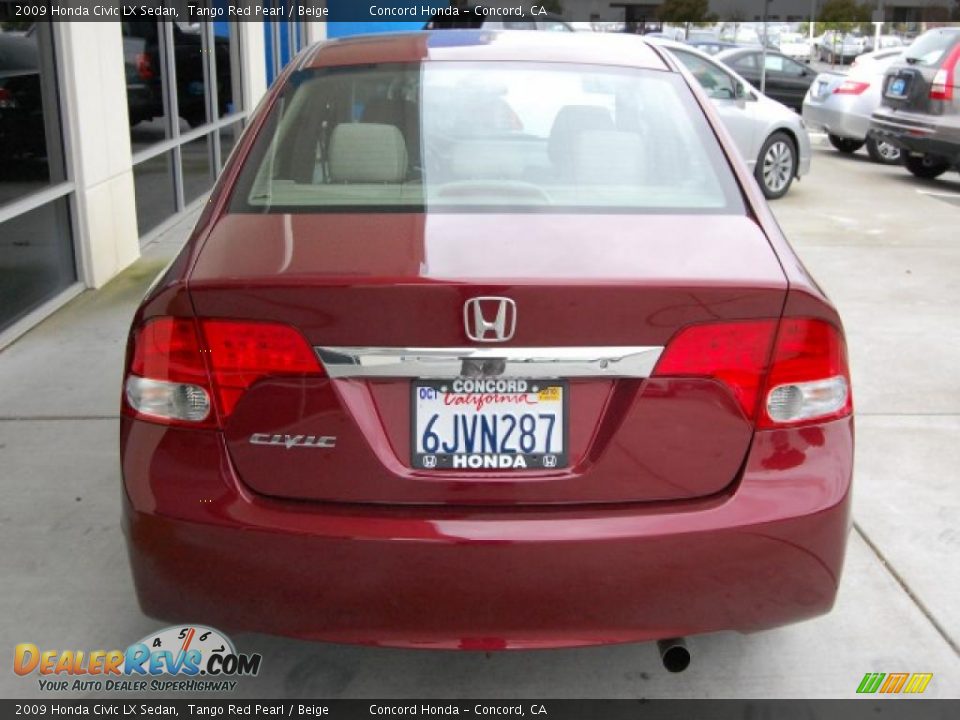 2009 Honda Civic LX Sedan Tango Red Pearl / Beige Photo #4